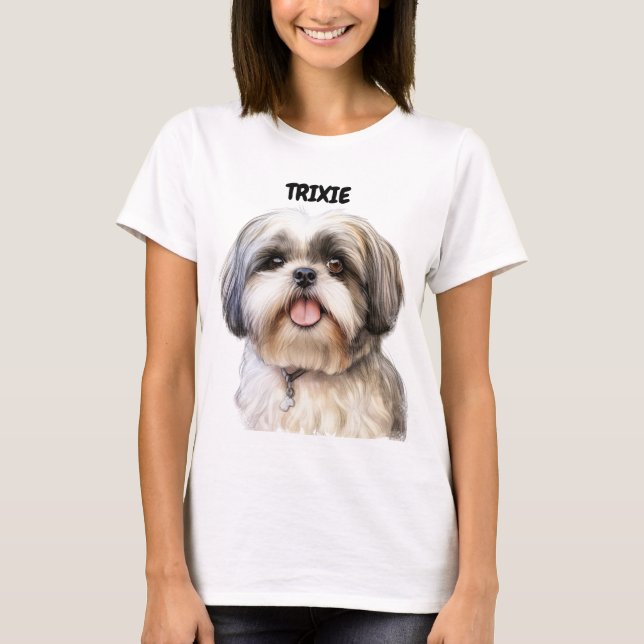 ADORABLE SHIH TZU DOG FACE T-Shirt (Front)