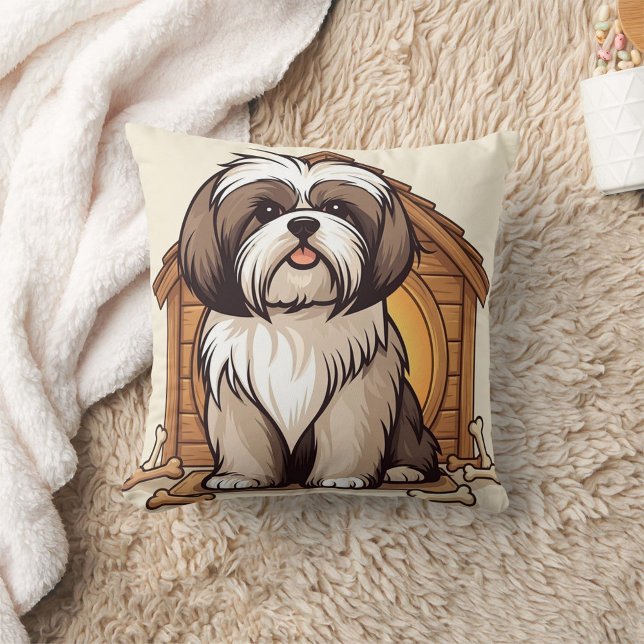 Adorable Shih Tzu Dog House Cartoon Cushion (Creator Uploaded)