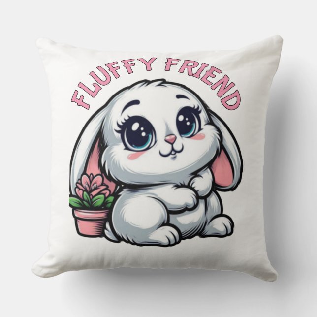 Adorable Shy Bunny with Plant Pot Cushion (Front)