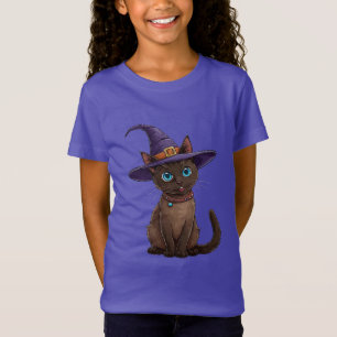 Adorable Siamese Cat in Witch Hat T-Shirt