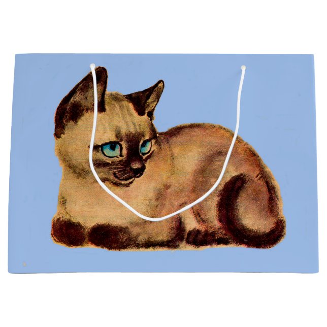 adorable Siamese cat kitten print Large Gift Bag (Front)