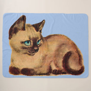 adorable Siamese cat kitten print Sherpa Blanket