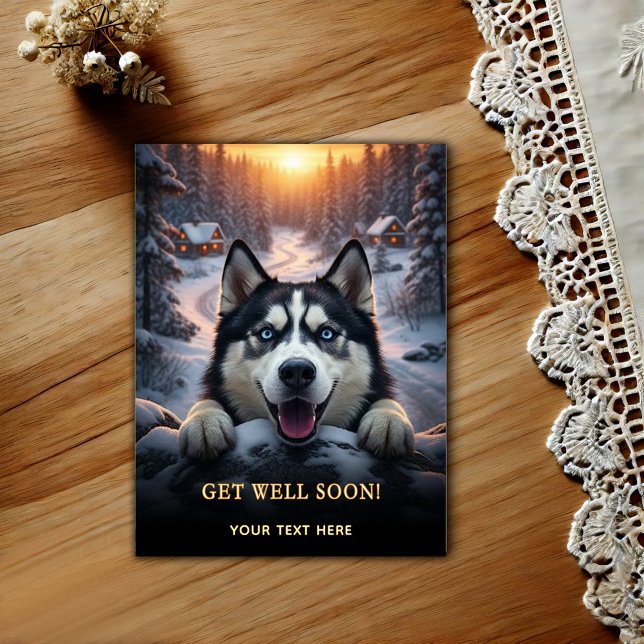 Adorable Siberian Husky Get Well  Postcard (Creator Uploaded)