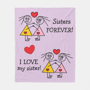 Adorable Sisters Design Fleece Blanket