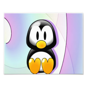 Adorable Sitting Cartoon Penguin Photo Print