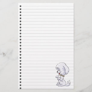 Adorable Sitting Up Puppy Lined Stationery
