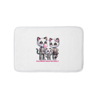 Adorable Skeleton Cat Family with Bubble gum Fun H Bath Mat