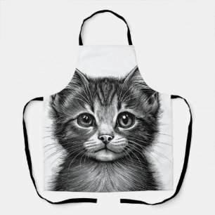 Adorable Sketch of Young Cat   Apron