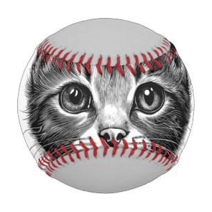 Adorable Sketch of Young Cat Baseball