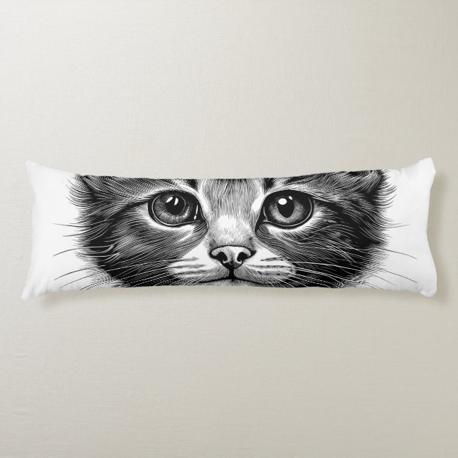 Adorable Sketch of Young Cat   Body Cushion (Front)