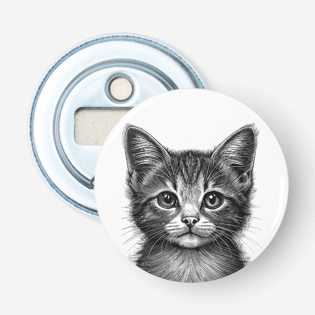 Adorable Sketch of Young Cat   Bottle Opener (Front)
