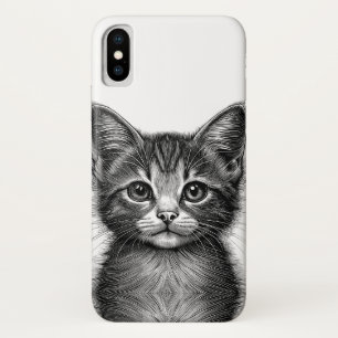 Adorable Sketch of Young Cat iPhone X Case