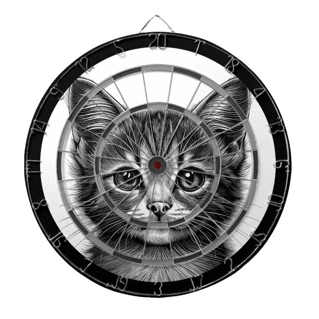 Adorable Sketch of Young Cat   Dartboard (Front)