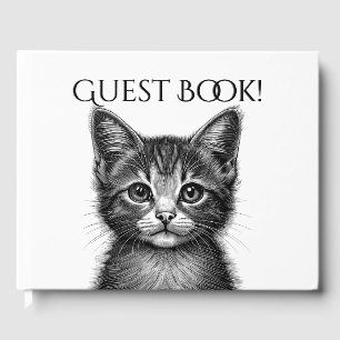 Adorable Sketch of Young Cat Guest Book