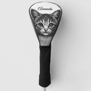 Adorable Sketch of Young Cat Personal Golf Head Cover