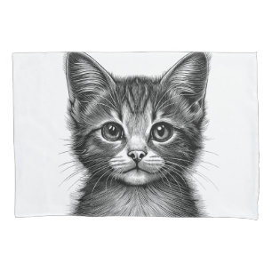 Adorable Sketch of Young Cat   Pillowcase