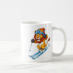 Adorable Skiing Lion Winter Sports  Coffee Mug