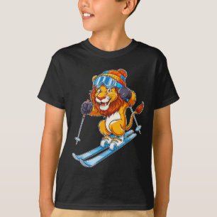 Adorable Skiing Lion Winter Sports T-Shirt