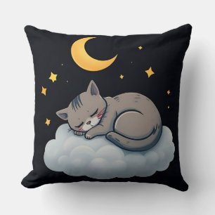 Adorable Sleeping Cat on a Cloud Cushion