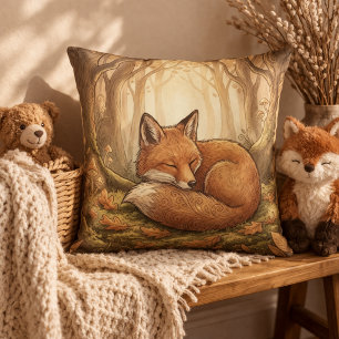 Adorable Sleeping Fox Forest Animals  Cushion