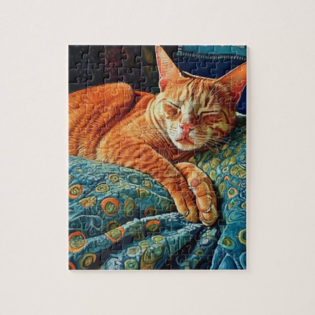 Adorable Sleeping Ginger Cat  Jigsaw Puzzle (Vertical)