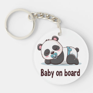 Adorable Sleeping Panda "Baby on Board" Car Decal Key Ring