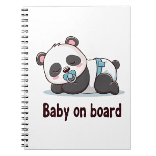 Adorable Sleeping Panda "Baby on Board" Car Decal Notebook