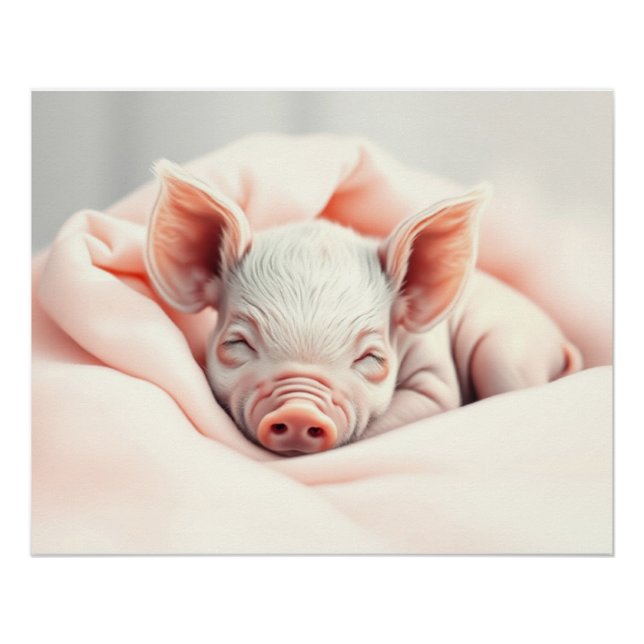 Adorable Sleeping Piglet in a Blanket Poster (Front)