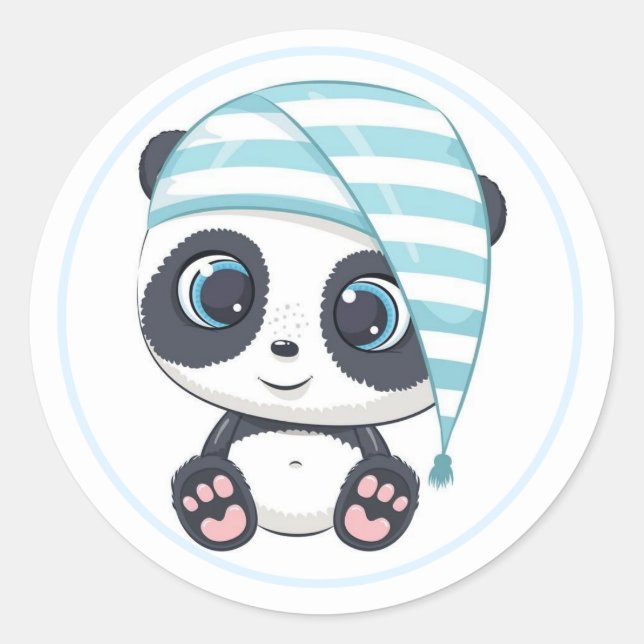 Adorable Sleepy Panda  Classic Round Sticker (Front)