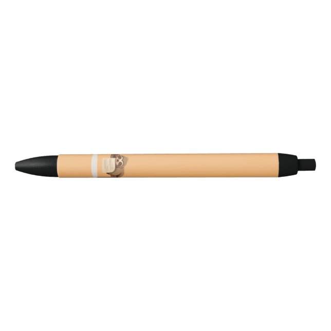 Adorable Sleepy Studying Sloth Black Ink Pen (Front)