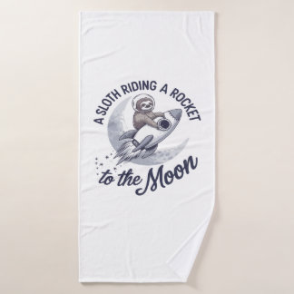 Adorable Sloth Astronaut Riding Bath Towel