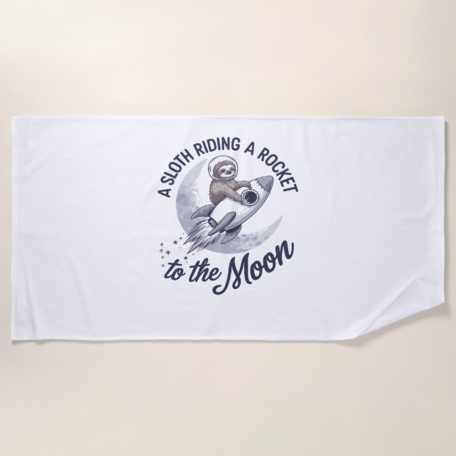 Adorable Sloth Astronaut Riding Beach Towel (Front)