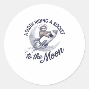 Adorable Sloth Astronaut Riding Classic Round Sticker