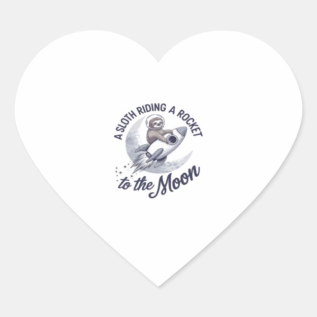 Adorable Sloth Astronaut Riding Heart Sticker (Front)