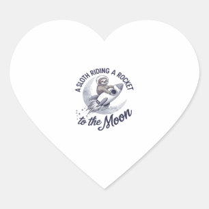 Adorable Sloth Astronaut Riding Heart Sticker