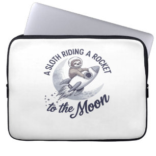 Adorable Sloth Astronaut Riding Laptop Sleeve