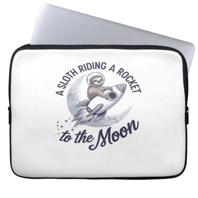 Adorable Sloth Astronaut Riding Laptop Sleeve (Front)
