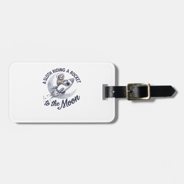Adorable Sloth Astronaut Riding Luggage Tag (Front Horizontal)