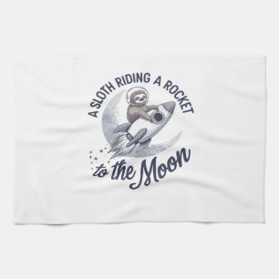 Adorable Sloth Astronaut Riding Tea Towel