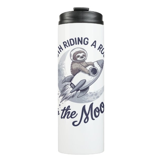 Adorable Sloth Astronaut Riding Thermal Tumbler (Front)