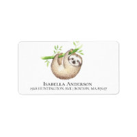 Adorable Sloth Baby Boy Shower Address Label