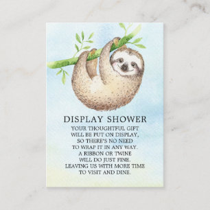 Adorable Sloth Baby Shower Gift Display Enclosure Card