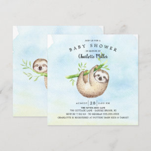 Adorable Sloth Baby Shower Invitation