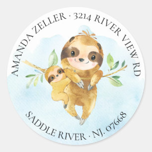 Adorable Sloth Baby Shower Return Address Label
