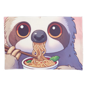 Adorable Sloth Eating Ramen Pillowcase