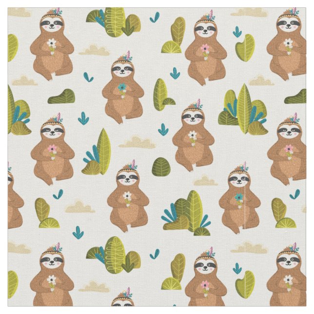 Adorable Sloth Fabric (Close Up)