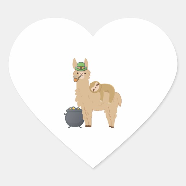 Adorable Sloth Relaxing on a Llama Celebrating St  Heart Sticker (Front)