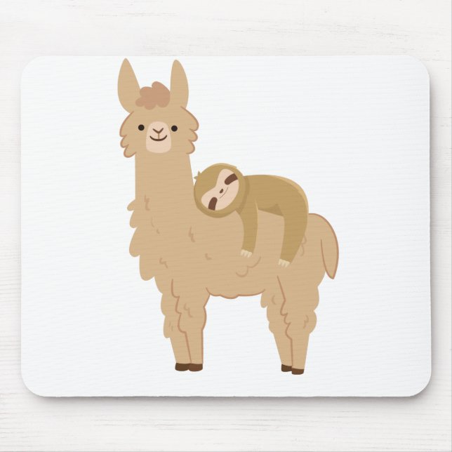 Adorable Sloth Sleeping on a Llama Mouse Mat (Front)