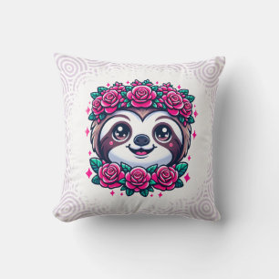 Adorable Sloth with Floral Crown Cushion