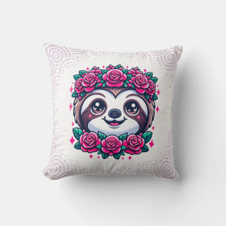 Adorable Sloth with Floral Crown Cushion
